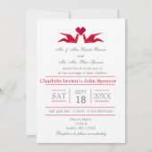 origami red cranes wedding invitations (Front)