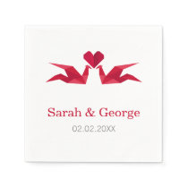 origami red cranes Wedding personalized napkins