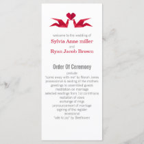 origami red cranes Wedding programs