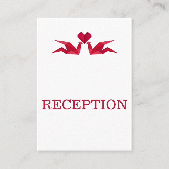 origami red cranes wedding reception invite (Front)