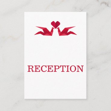 origami red cranes wedding reception invite
