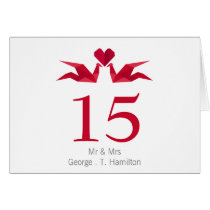 origami red cranes Wedding table seating card