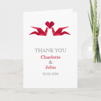origami red cranes Wedding Thank You cards