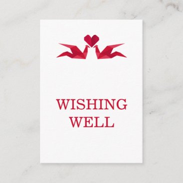 origami red cranes wedding wishing well enclosure card
