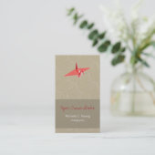 Origami Red Paper Crane Zen Japanese Modern Art Business Card (Standing Front)