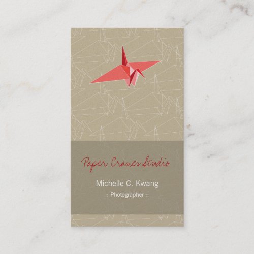 Origami Japanese Zen Graphics Art Red Paper Crane Business Cards