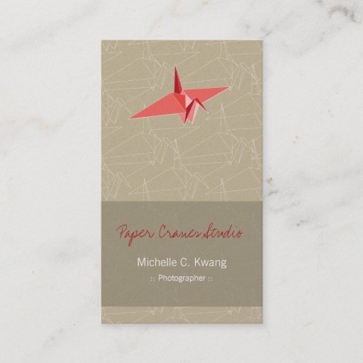 Customizable Origami Japanese Zen Graphics Art Red Paper Crane Business Cards