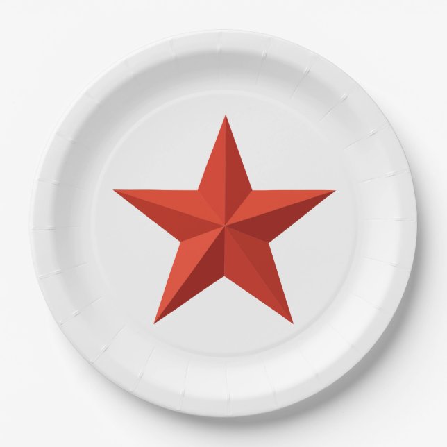 Origami red star paper plates (Front)