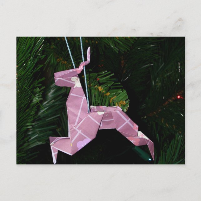 Origami Reindeer Christmas Decoration Holiday Postcard (Front)