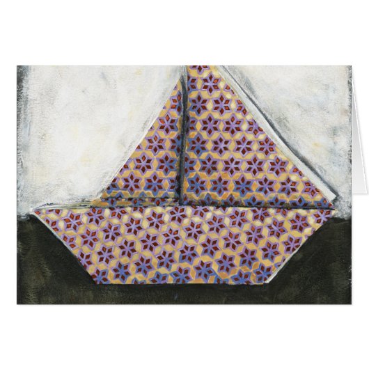 Origami Sailboat on Star Design Paper (Front Horizontal)