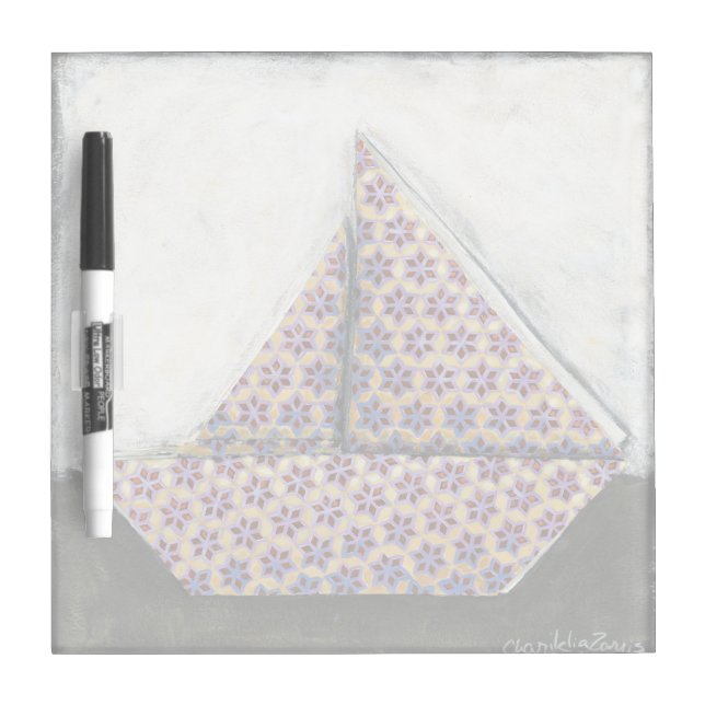 Origami Sailboat on Star Design Paper Dry-Erase Board (Front)