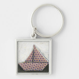 Origami Sailboat on Star Design Paper Keychain
