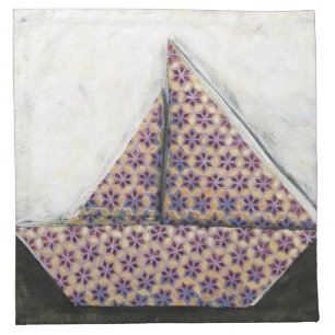 Origami Sailboat on Star Design Paper Napkin