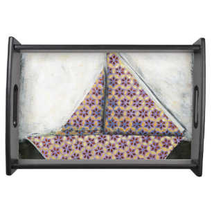 Origami Sailboat on Star Design Paper Serving Tray