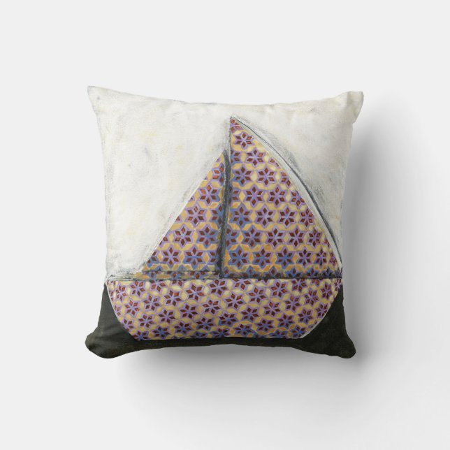 Origami Sailboat on Star Design Paper Throw Pillow (Front)
