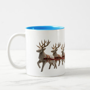 Origami Santa Sleigh with Reindeer Mug