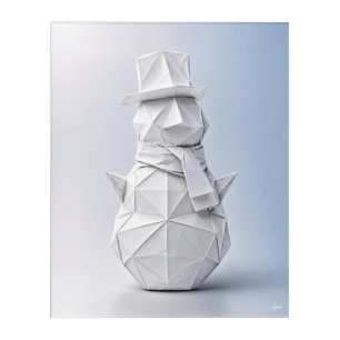 Origami Snowman in Top Hat Acrylic Print
