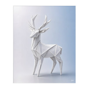 Origami Stag Portrait Acrylic Print