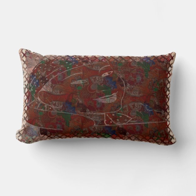 Origami Traditional Asian Motif Lumbar Pillow (Front)