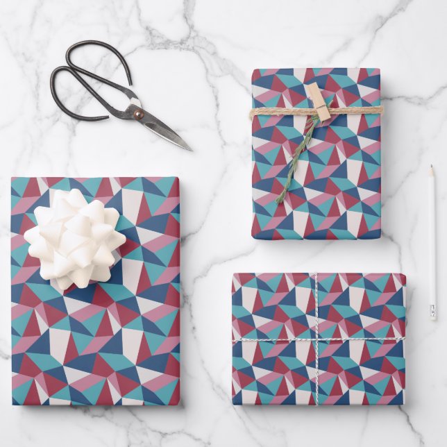 Origami Triangle Abstract Geometric Pattern Wrapping Paper Sheets (Front)