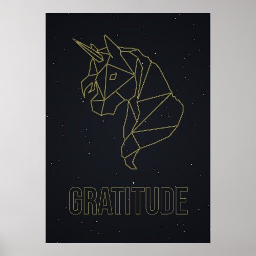 Origami unicorn horse affirmation poster gratitud poster