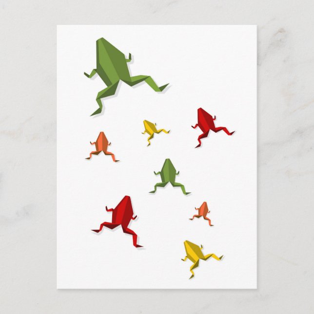 origami vibrant colors frog postcard (Front)