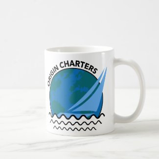 'Origin Charters' Sail Boat Logo / Slogan Classic Coffee Mug