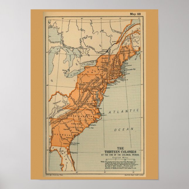 Original 13 American Colonies Map Poster (Front)