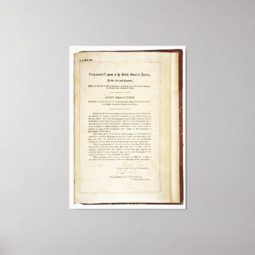 ORIGINAL 17th Amendment US Constitution Canvas Print