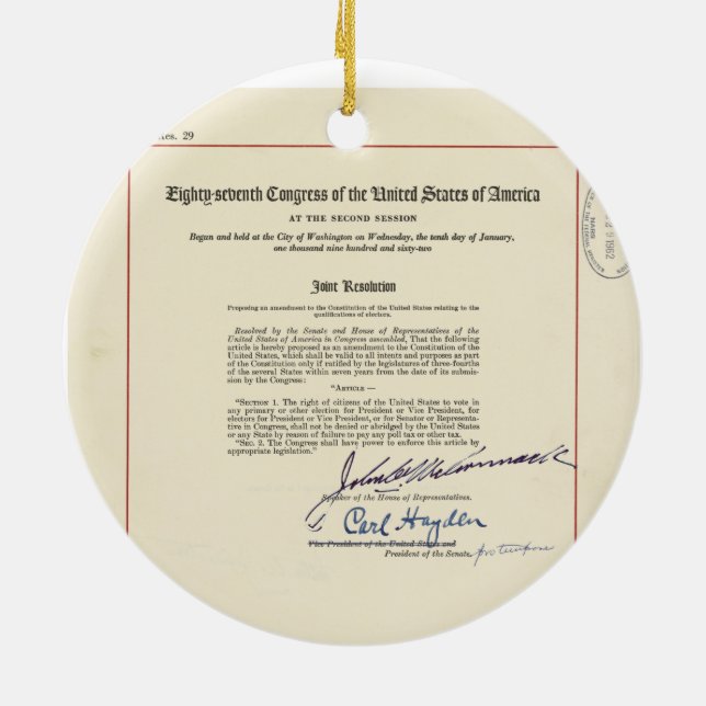 ORIGINAL 24th Amendment U.S. Constitution Ceramic Ornament (Back)