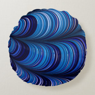 ~Original 3D Blue Fractal Pattern Design ~ Round Pillow