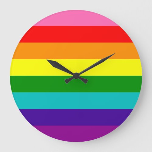 Original 8_Stripe LGBT Gay Pride Rainbow Flag Large Clock