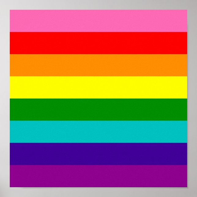 Original 8-Stripe LGBT Gay Pride Rainbow Flag Poster (Front)