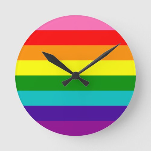 Original 8_Stripe LGBT Gay Pride Rainbow Flag Round Clock