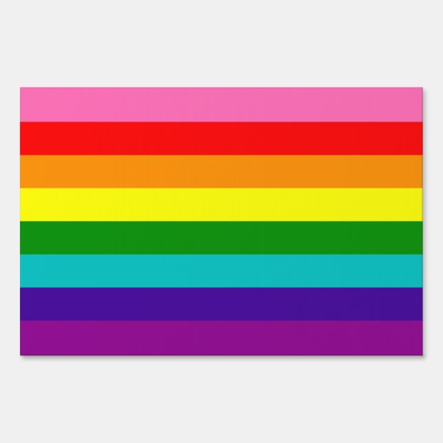 Original 8-Stripe LGBT Gay Pride Rainbow Flag Sign (Front)