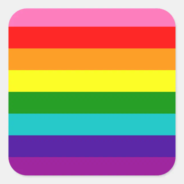Original 8-Stripe LGBT Gay Pride Rainbow Flag Square Sticker | Zazzle