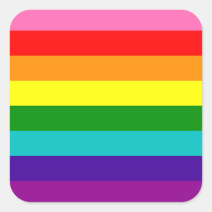 Original 8-Stripe LGBT Gay Pride Rainbow Flag Square Sticker