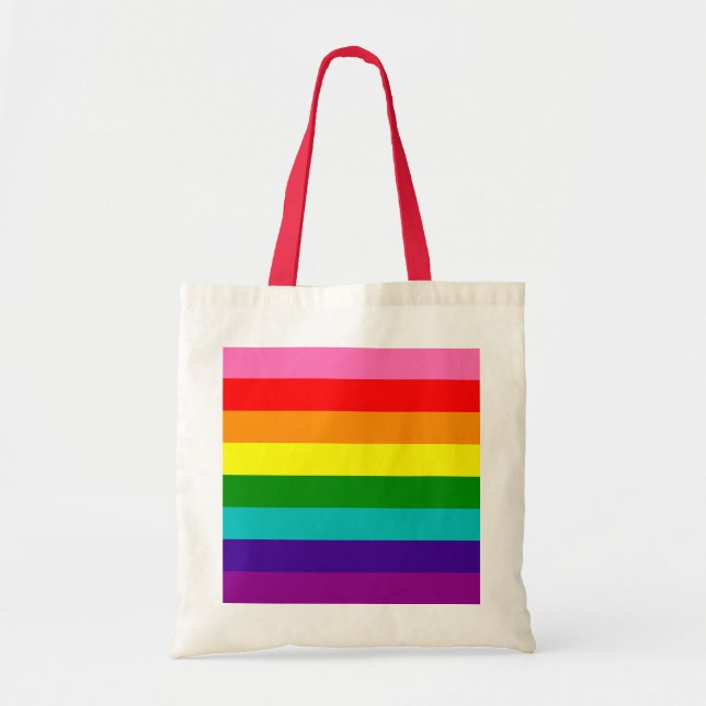 Original 8-Stripe LGBT Gay Pride Rainbow Flag Tote Bag (Front)