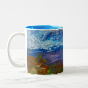 original abstract art Big Wave morning Two-Tone Coffee Mug