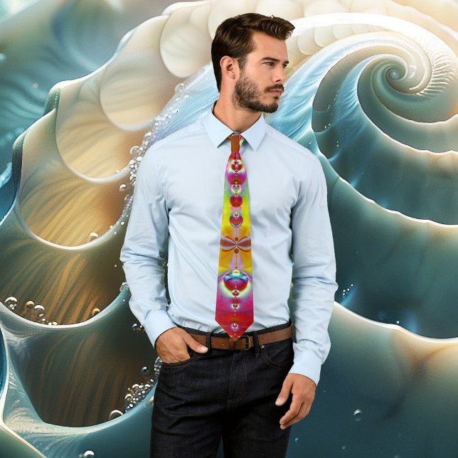 Original Abstract Art Colorful Science Tie (Colorful tie with original fractal design with a magical crazy science pattern)