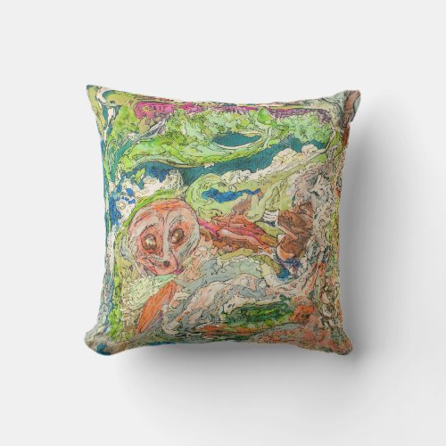 Original Abstract Art Green  Outdoor Pillow