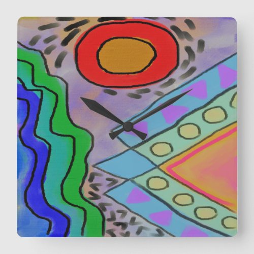 Original Abstract Art Square Wall Clock