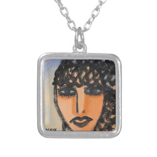 Original Abstract Art to Wear Silver Plated Necklace