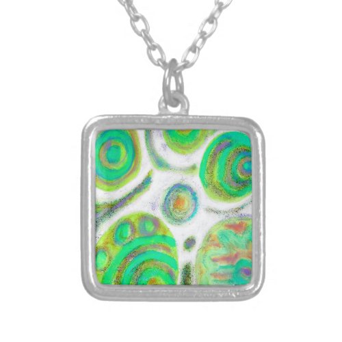 Original Abstract Art to Wear Silver Plated Necklace