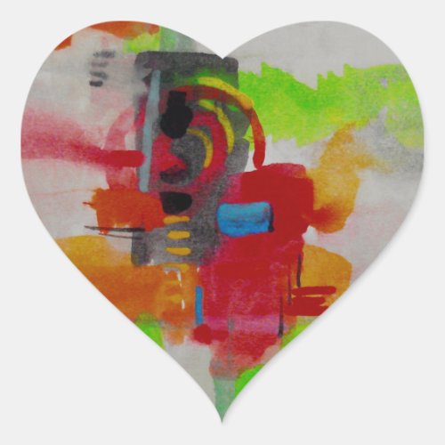 Original Abstract Artwork Heart Sticker