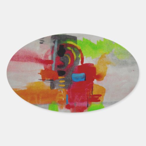 Original Abstract Artwork Oval Sticker