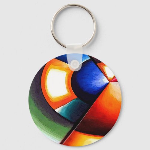 Original Abstract Cubist Art Keychain