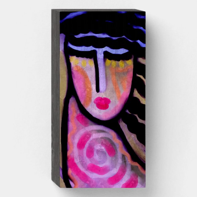 Original Abstract Digital Painting of a Woman Wooden Box Sign (Front Vertical)