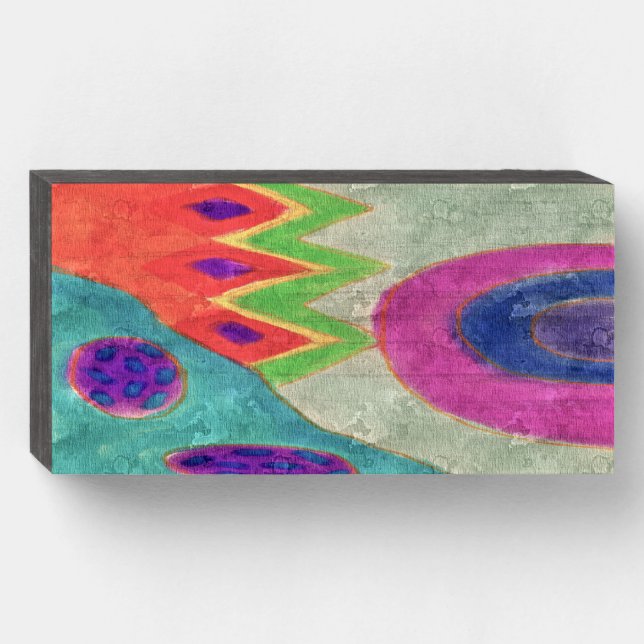 Original Abstract Digital Painting Wooden Box Sign (Front Horizontal)