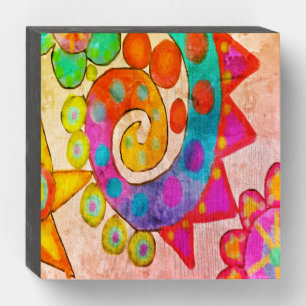 Original Abstract Digital Painting Wooden Box Sign